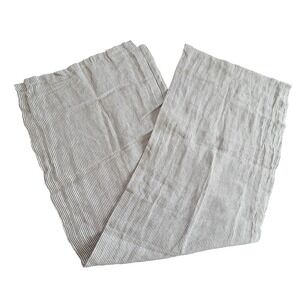 Vintage Sur La Table Classic Gray Stripe Table Runner 100% Linen Soft 16.5 X 112